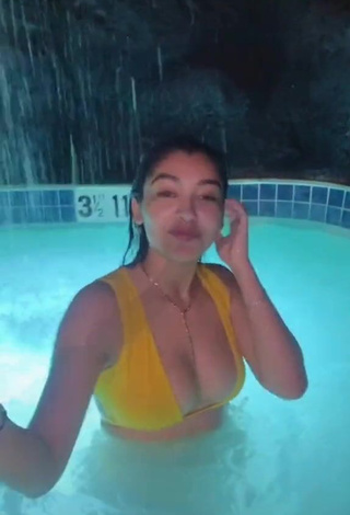 3. Hot Jackie Ybarra in Yellow Bikini at the Swimming Pool