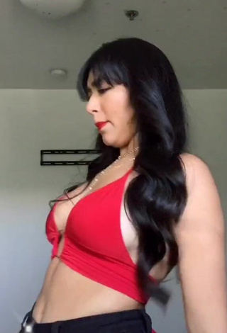 3. Jackie Ybarra in Erotic Red Crop Top