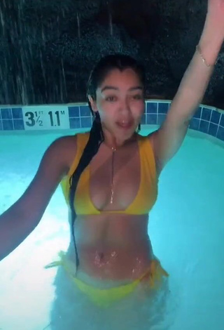 Beautiful Jackie Ybarra in Sexy Yellow Bikini at the Swimming Pool