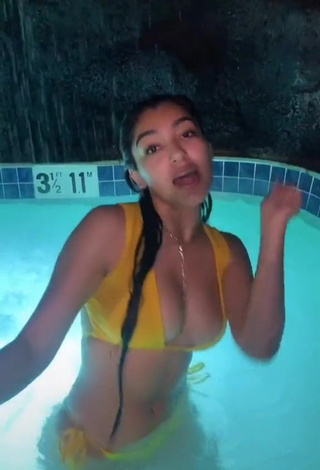 4. Beautiful Jackie Ybarra in Sexy Yellow Bikini at the Swimming Pool