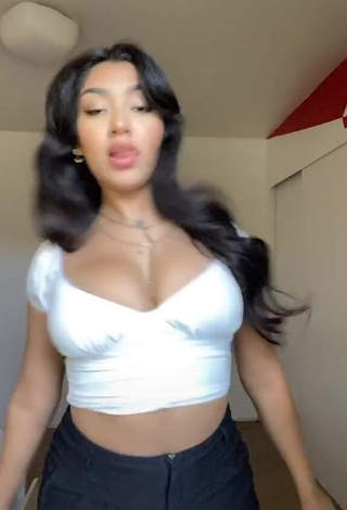 1. Jackie Ybarra in Alluring White Crop Top and Bouncing Breasts