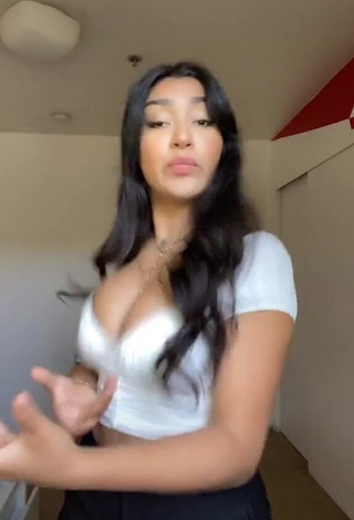 3. Jackie Ybarra in Alluring White Crop Top and Bouncing Breasts