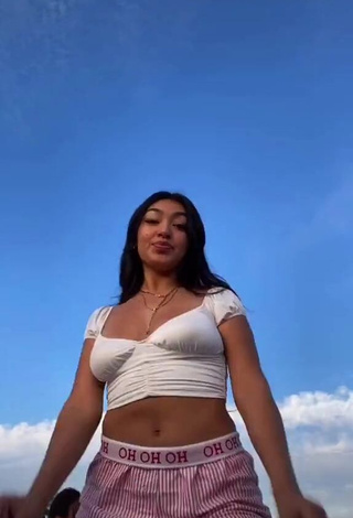 Dazzling Jackie Ybarra in Inviting White Crop Top