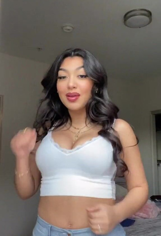 4. Adorable Jackie Ybarra Shows Cleavage in Seductive White Crop Top