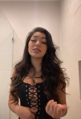 Hot Jackie Ybarra Shows Cleavage in Black Corset