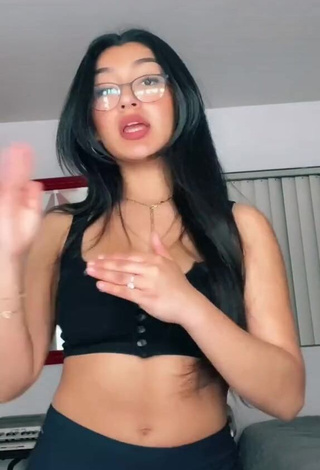 Really Cute Jackie Ybarra Shows Cleavage in Black Crop Top