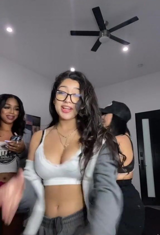 Sexy Jackie Ybarra Shows Cleavage in White Crop Top