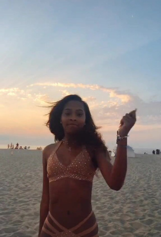 Cute Jada Wesley in Pink Bikini at the Beach