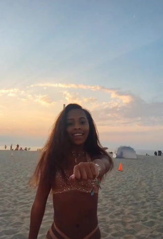 3. Cute Jada Wesley in Pink Bikini at the Beach