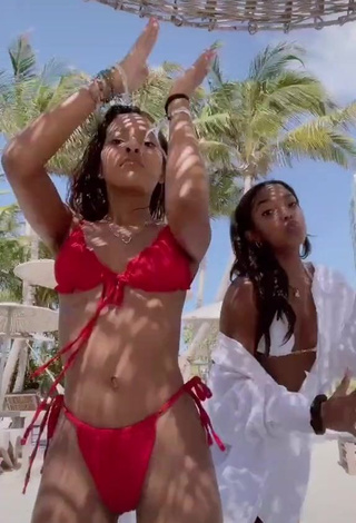 4. Beautiful Jada Wesley in Sexy Red Bikini at the Beach