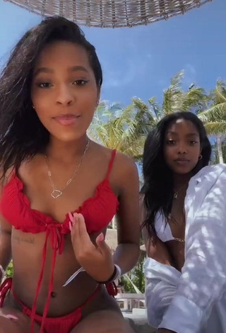 1. Desirable Jada Wesley in Red Bikini at the Beach