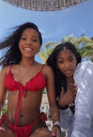 3. Desirable Jada Wesley in Red Bikini at the Beach