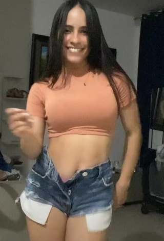 1. Sexy Jessica Ferreiras in Peach Crop Top