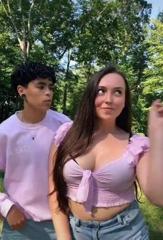 4. Sexy Julia Raleigh Shows Cleavage in Purple Crop Top