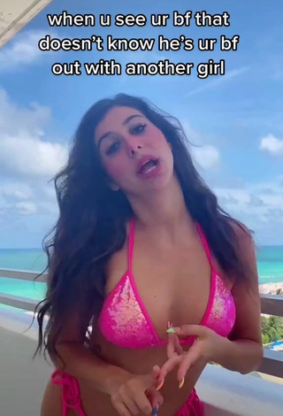 1. Erotic Isabella Diakomanolis in Pink Bikini on the Balcony