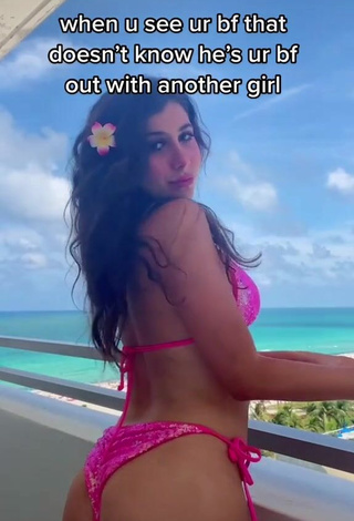 4. Erotic Isabella Diakomanolis in Pink Bikini on the Balcony