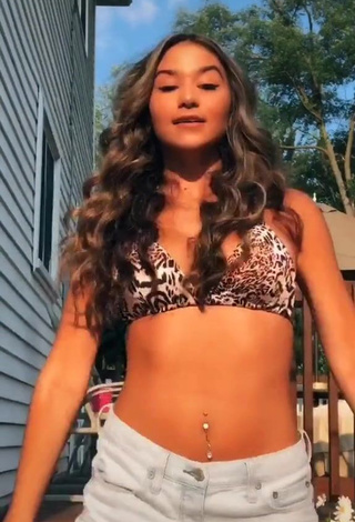 Desirable Kayla Alkatib in Leopard Bikini Top