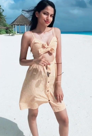 Desirable Khushi Hegde in Checkered Overall at the Beach