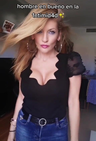 1. Cute Lidia Shows Cleavage in Black Top