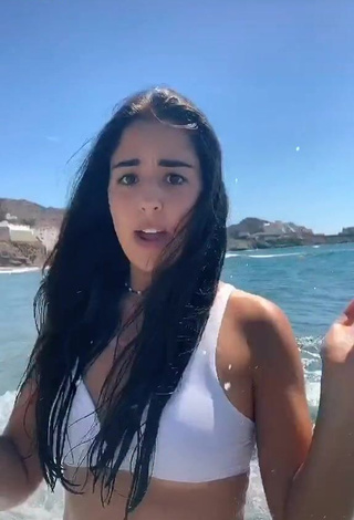 Hot Laura López in White Bikini Top in the Sea