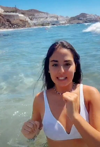 1. Desirable Laura López in White Bikini Top in the Sea