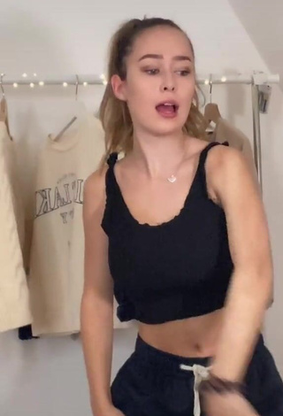 Hot Laura Sophie in Black Crop Top