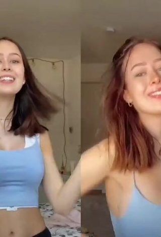 3. Sweetie Laura Sophie Shows Cleavage in Blue Crop Top