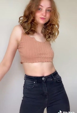 4. Cute Leah Allington in Beige Crop Top