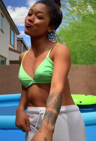 1. Hot Leilani Green in Light Green Bikini Top at the Pool