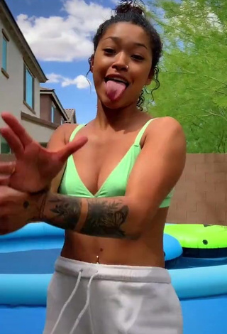 Hot Leilani Green in Light Green Bikini Top at the Pool