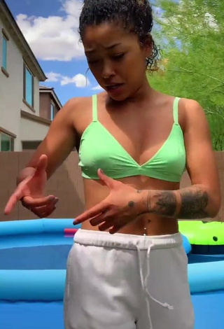 3. Hot Leilani Green in Light Green Bikini Top at the Pool