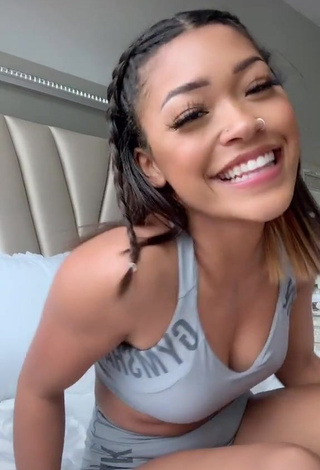 3. Cute Leilani Green in Grey Crop Top