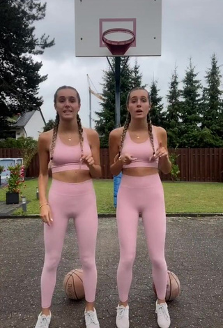 3. Hot Leonie & Sophie Leso in Pink Leggings