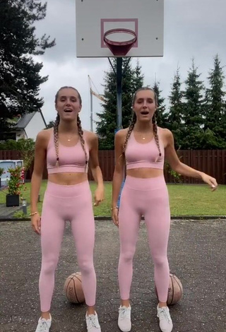 4. Hot Leonie & Sophie Leso in Pink Leggings