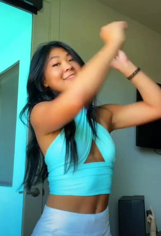 Cute Lily Hirata in Blue Crop Top