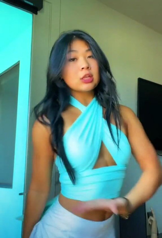 4. Cute Lily Hirata in Blue Crop Top