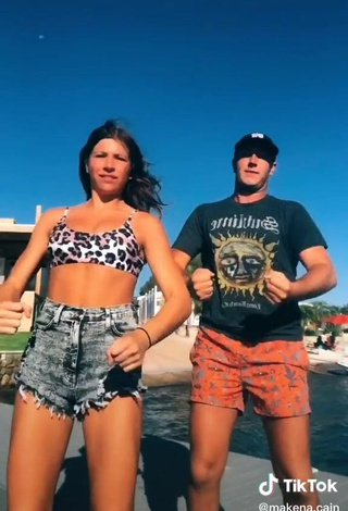 3. Sweetie Makena Cain in Leopard Bikini Top at the Beach