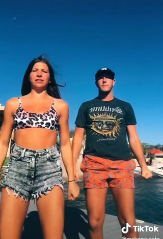 4. Sweetie Makena Cain in Leopard Bikini Top at the Beach