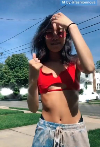 Cute Baylee Christine in Red Crop Top