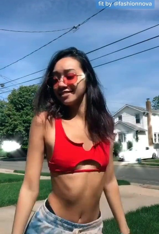 3. Cute Baylee Christine in Red Crop Top