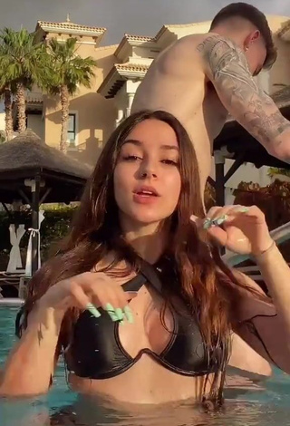 4. Sexy Mónica Morán in Black Bikini at the Pool