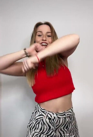 1. Sexy Annika Sofie in Red Crop Top