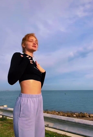 3. Sweetie Alyssa Holum in Black Crop Top in the Sea