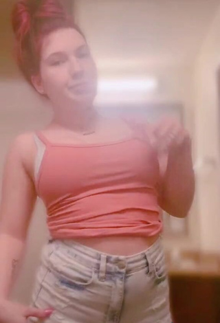 4. Sexy Starann Gibson in Peach Crop Top