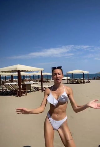 Wonderful Martina Picardi in White Bikini at the Beach