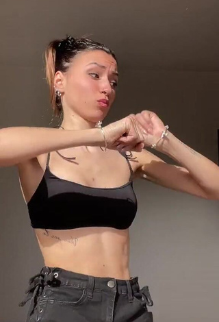 Hot Martina Picardi in Black Crop Top