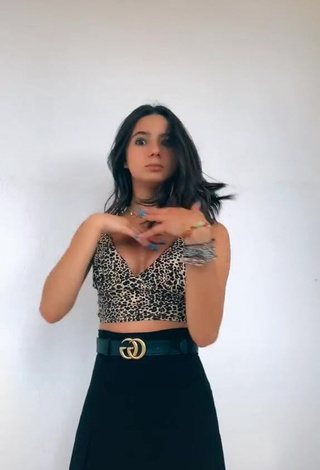 1. Cute Rebecca Gradoni in Leopard Crop Top