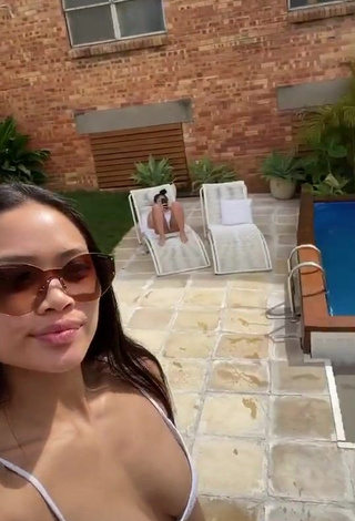 4. Sweet Sarah Magusara in Cute White Bikini at the Pool