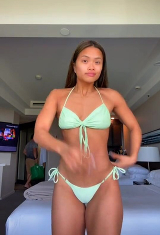 1. Amazing Sarah Magusara in Hot Light Green Bikini