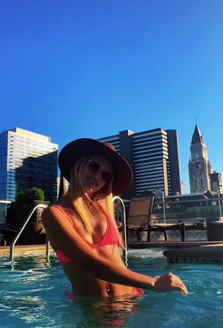 4. Sexy Selah Bunkers in Pink Bikini Top at the Pool